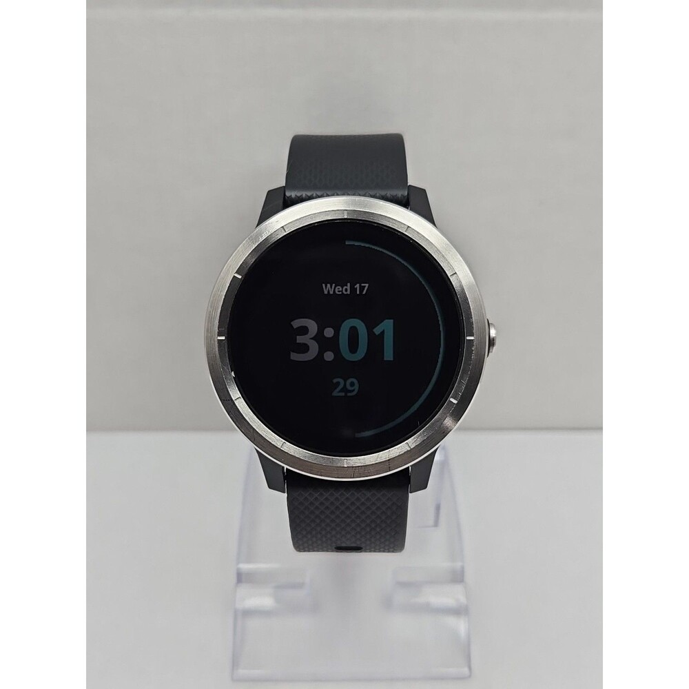 Garmin Smartwatch with Black Band and Silver Bezel